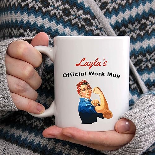 Miniatura 2 de Layla Taza de café – Taza de trabajo oficial de cerámica personalizada con nombre, idea de regalo personalizada para mujeres/niñas, regalo