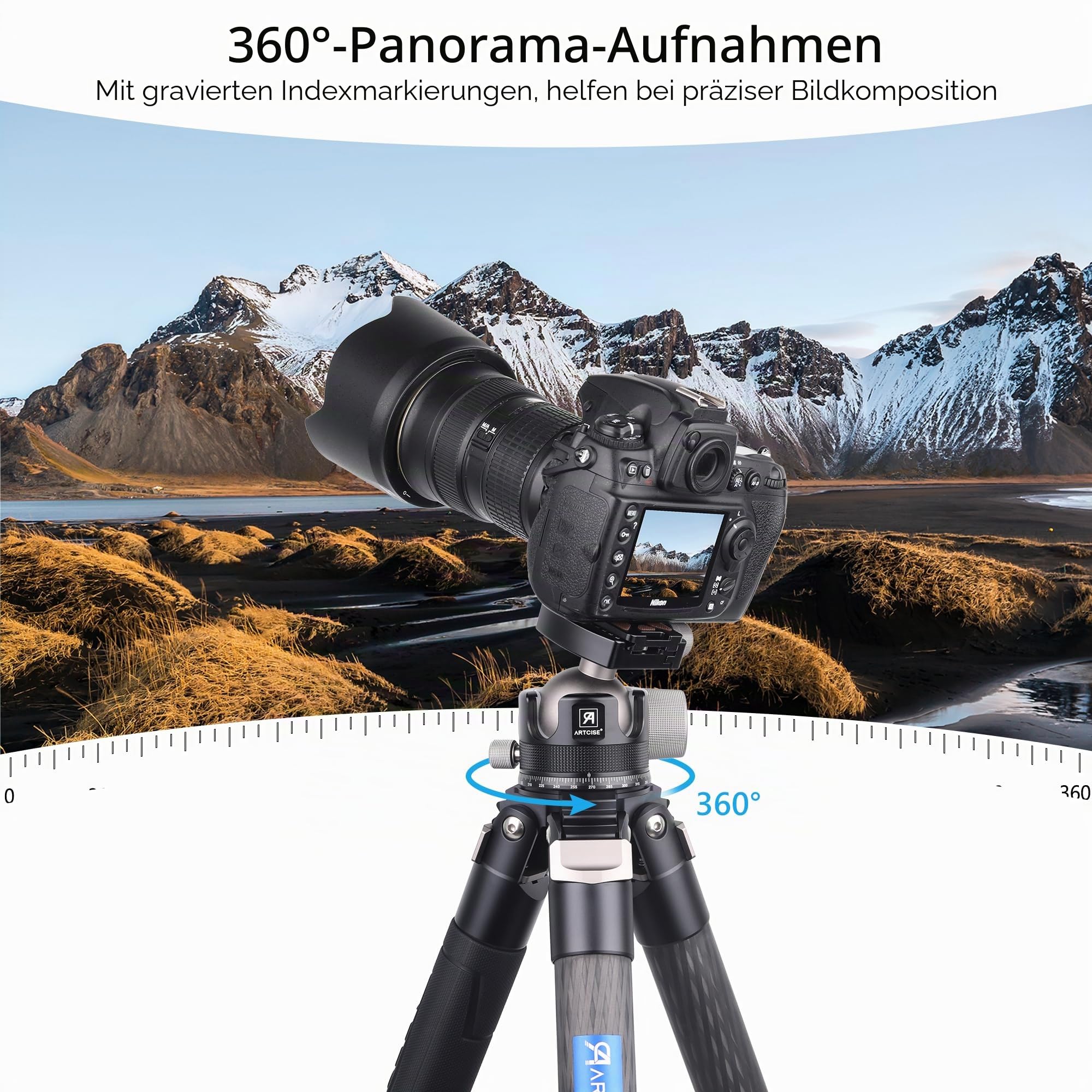 Low Profile Kugelkopf, ARTCISE KB44 Heavy Duty Stativkopf aus Vollmetall mit DREI 1/4" Schnellwechselplatten für Stativ, Einbeinstativ, DSLR, Camcorder, maximale Belastung 30 kg.