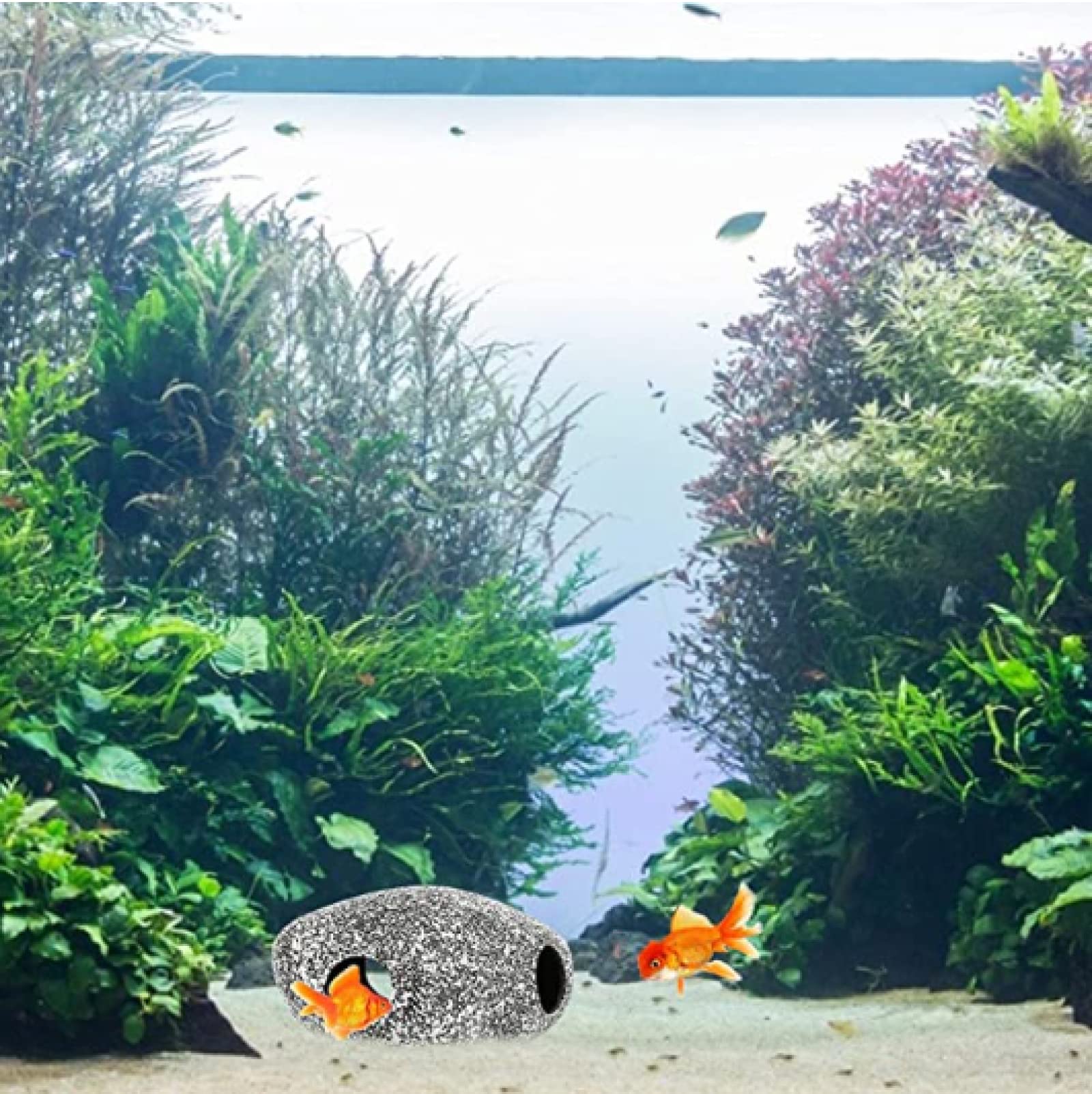 Aquarium-Dekoration Aus Seide – Höhle Mit Pflanzen Für Betta-Fische & Zwergfrösche, 15x8,9x7,9 Cm