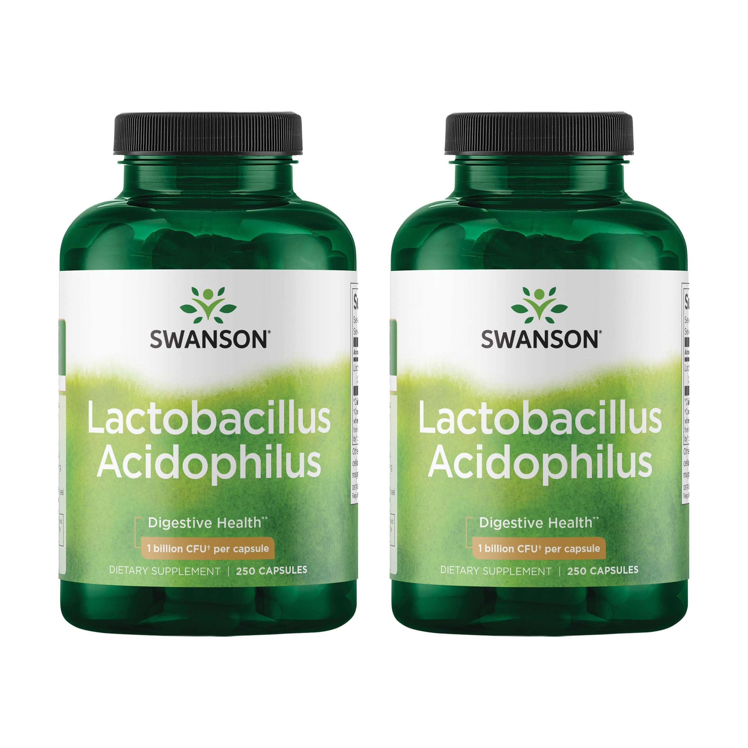 Swanson Lactobacillus Acidophilus Daily Probiotic Capsules for Gut Health 250 Count (Pack of 2)