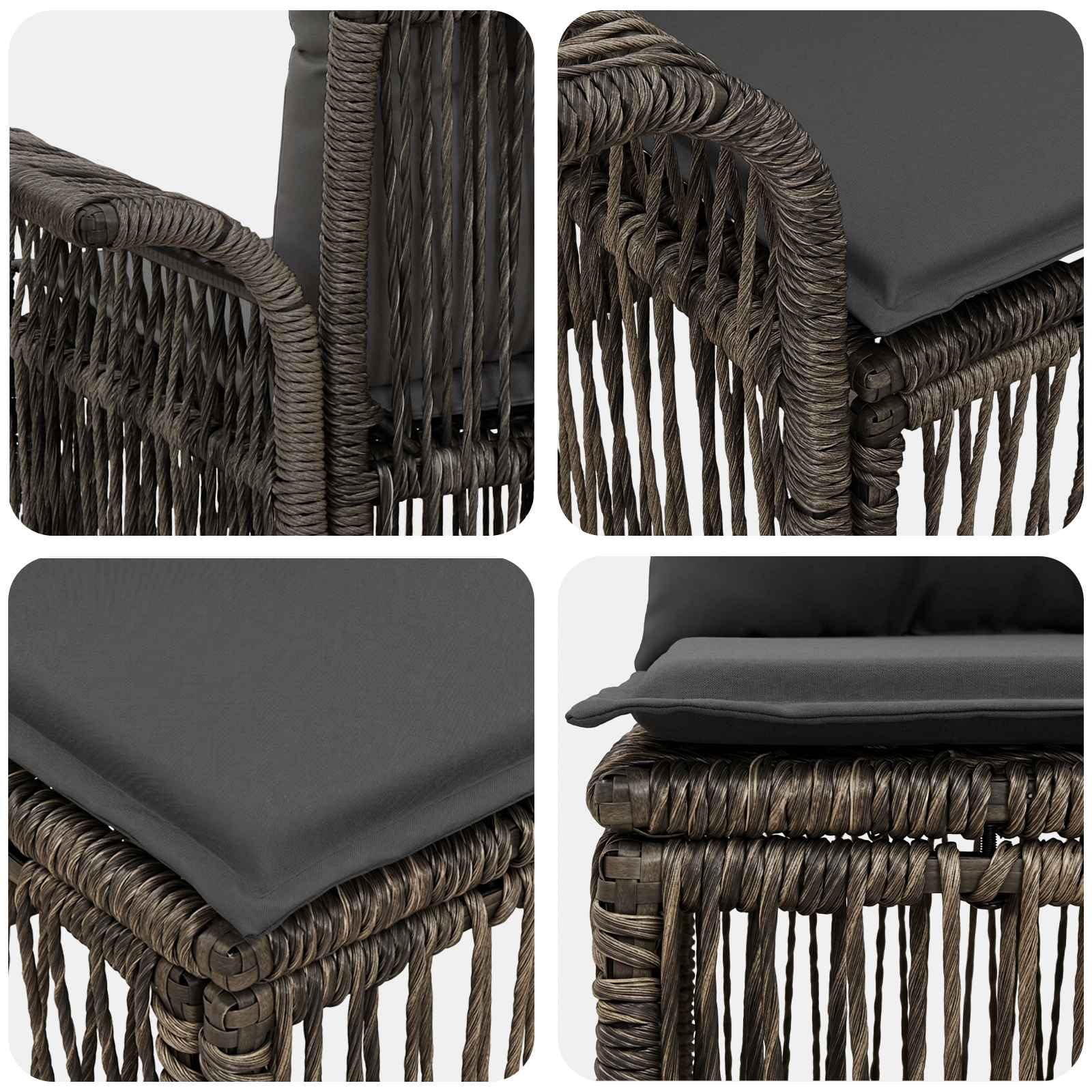 Set di divani da giardino in polyrattan, 8 pezzi, grigio | Gruppo lounge modulare in polyrattan grigio per terrazza e giardino, con comodo cuscino per seduta.
