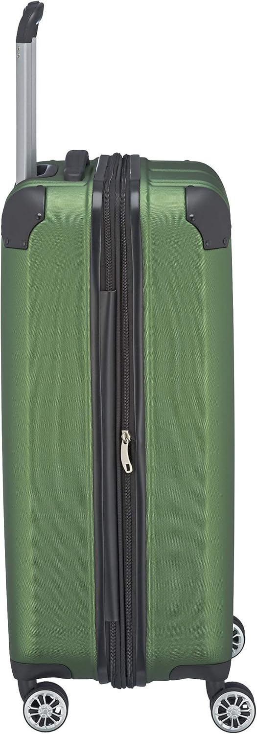 travelite Hard case Medium Size Expandable 4 Wheels City Trolley with Scratch-Resistant Surface TSA Lock Stretch fold 68 cm 78-86 liters, Green (Grün), 68 centimeters, Hand Luggage