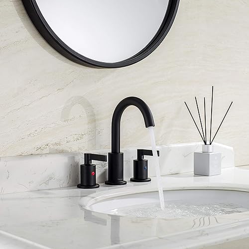 Miniatura 9 de TAF830C-CP - Grifo de lavabo de baño de 2 manijas cromadas, 3 agujeros con drenaje emergente, arco alto, moderno, 8 pulgadas, grifo de lavabo de