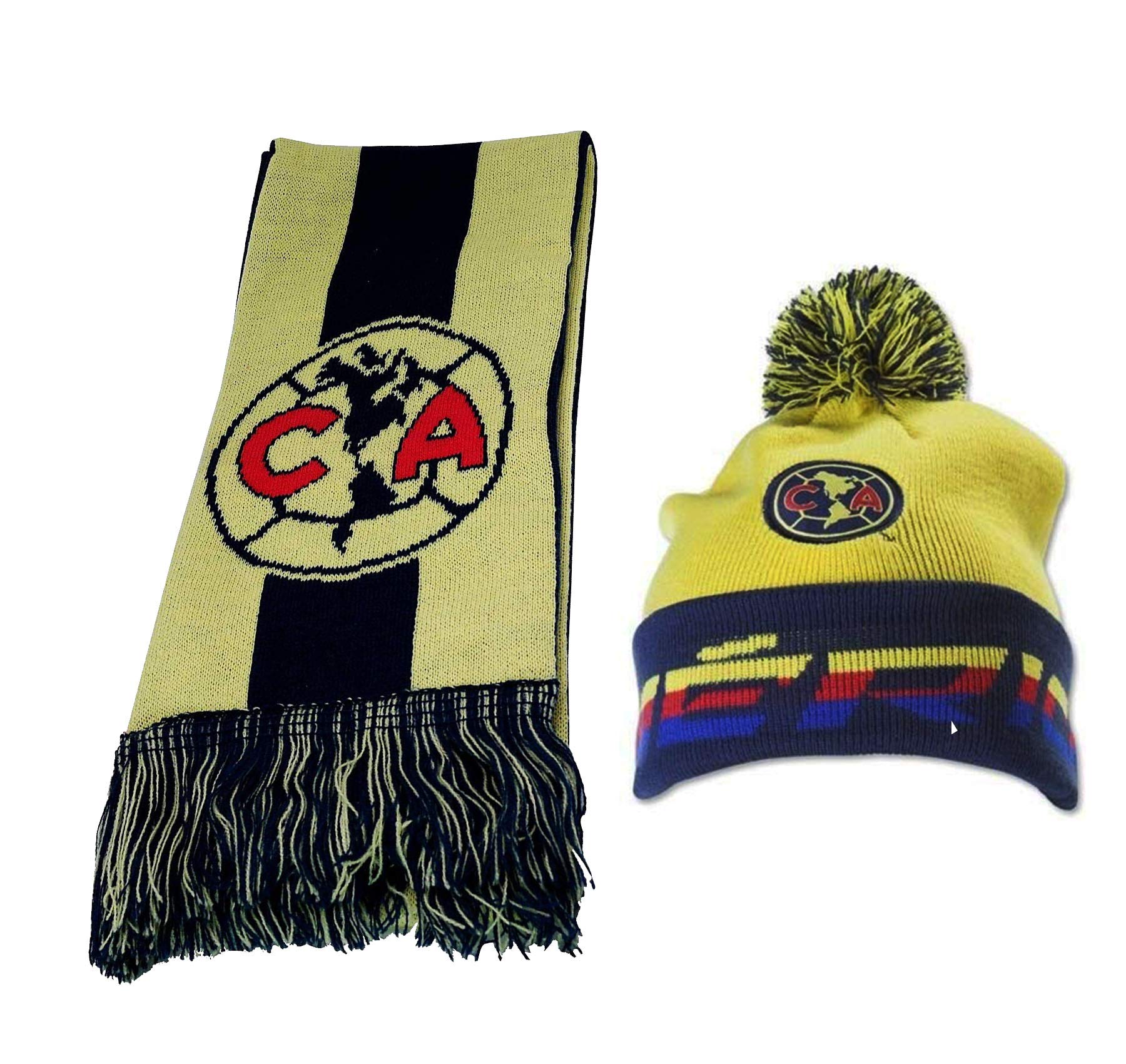 Icon Sports Club America Beanie Hat and Reversible Scarf Set Officially Licensed Soccer Winter Gear 007 (Set 1)