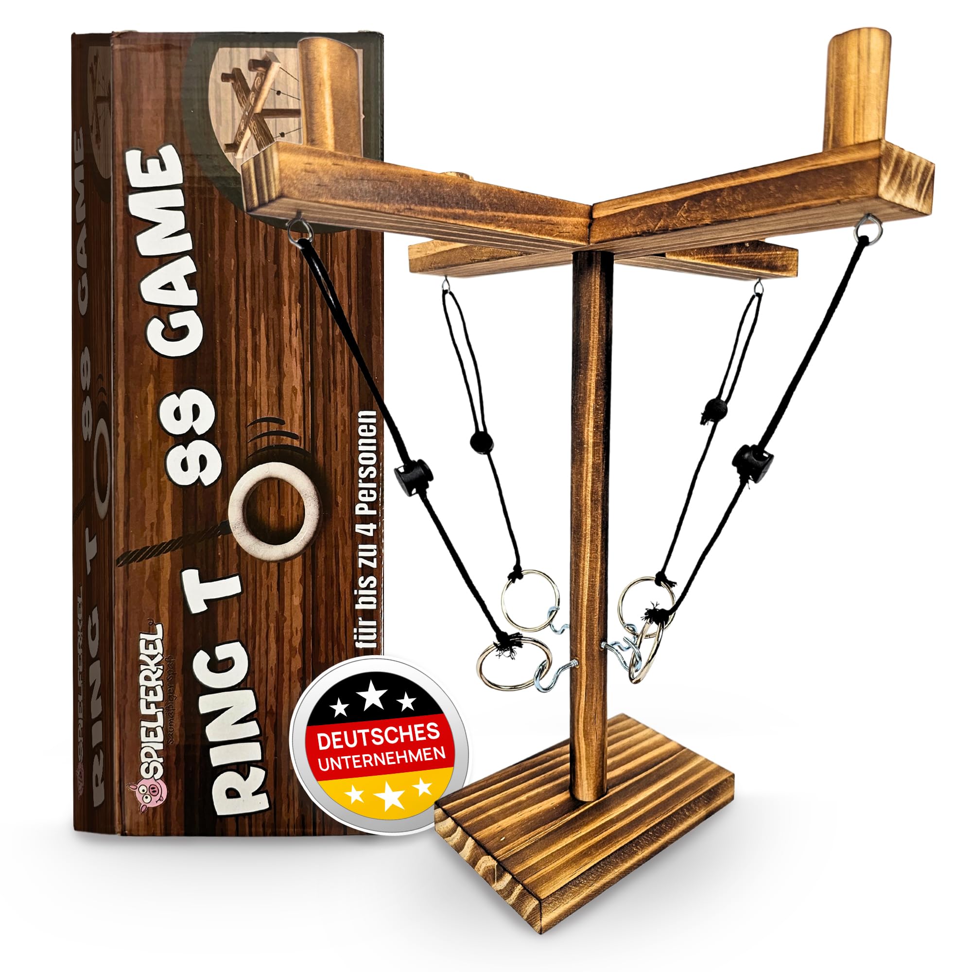 LuyoNova Ringwurfspiel Aus Holz - Gesellschaftsspiel Für Drinnen Und Draußen