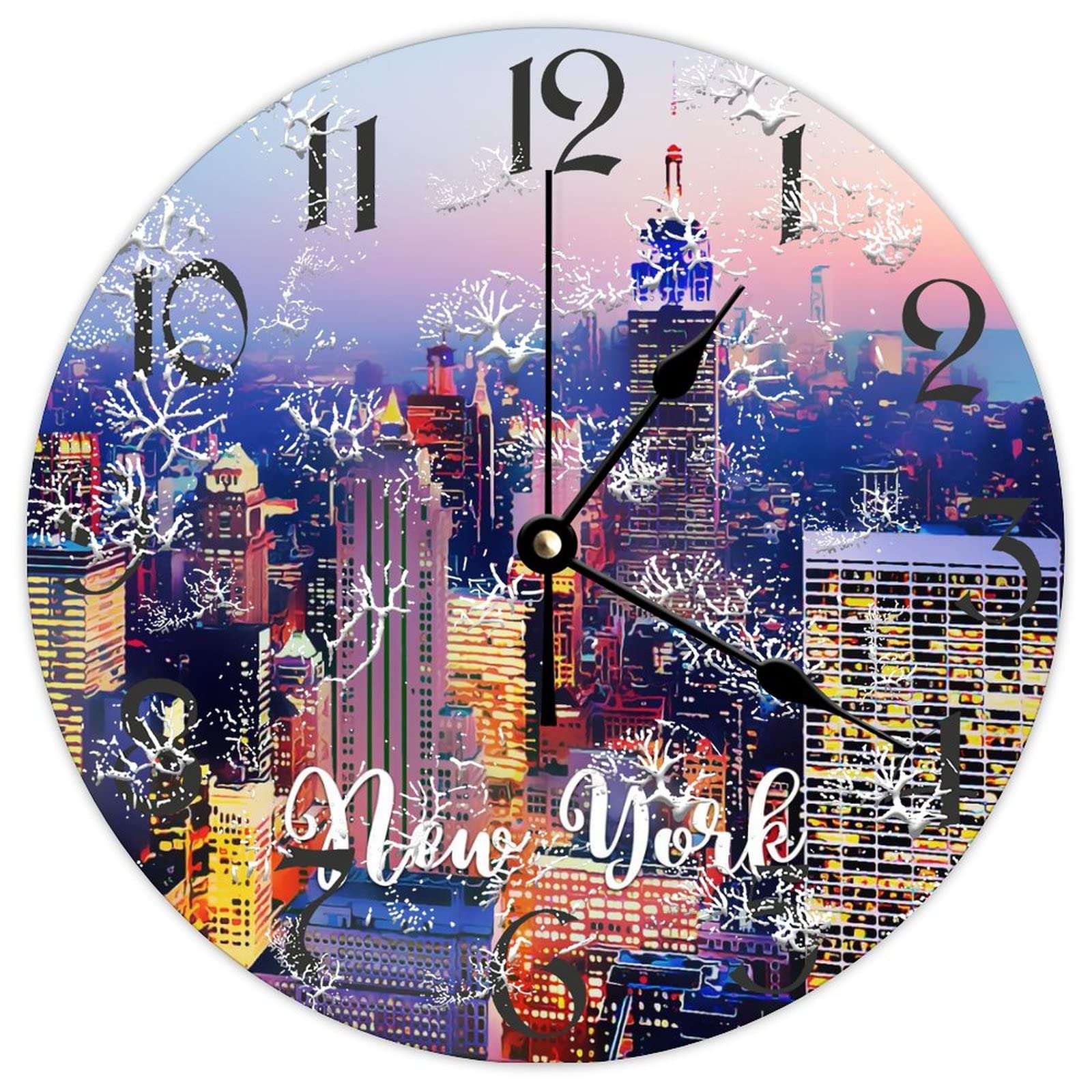 Horloge murale en bois New York au design Seasons Greetings traditionnel