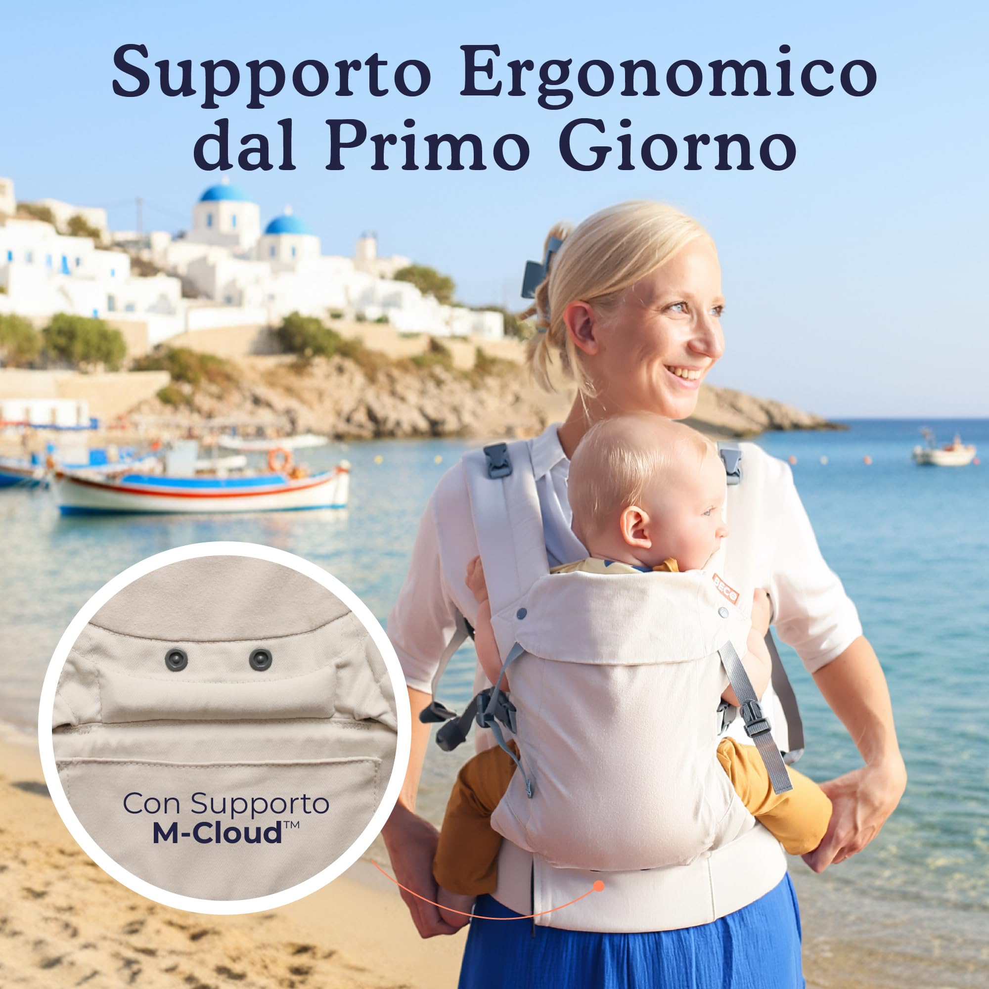 Beco Gemini 2.0 Marsupio Neonato e Bambino (3–15 kg) con Supporto M-Cloud™ - 4 Posizioni, Ergonomico per lo Sviluppo dell'Anca, Regolabile per Mamma e Papà - Ecru