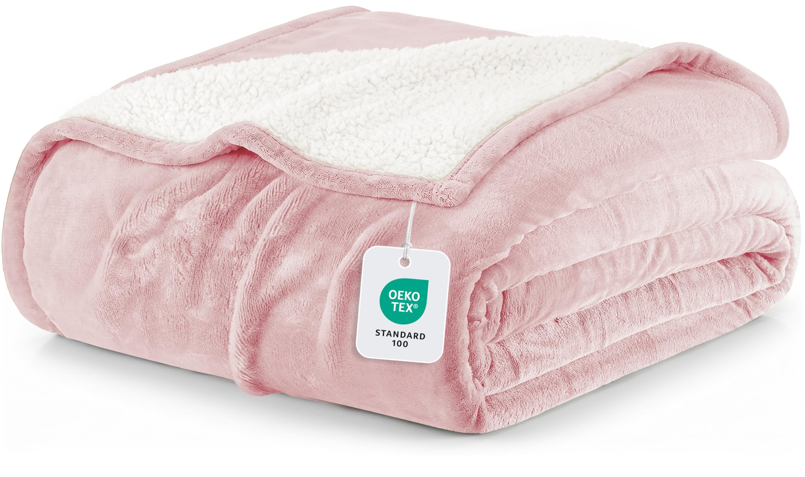 Utopia Bedding Sherpa Blanket Queen Size [Pink, 90x90 Inches] - 480GSM Thick Warm Plush Fleece Reversible Blanket for Bed, Sofa, Couch, Camping and Travel — image 1