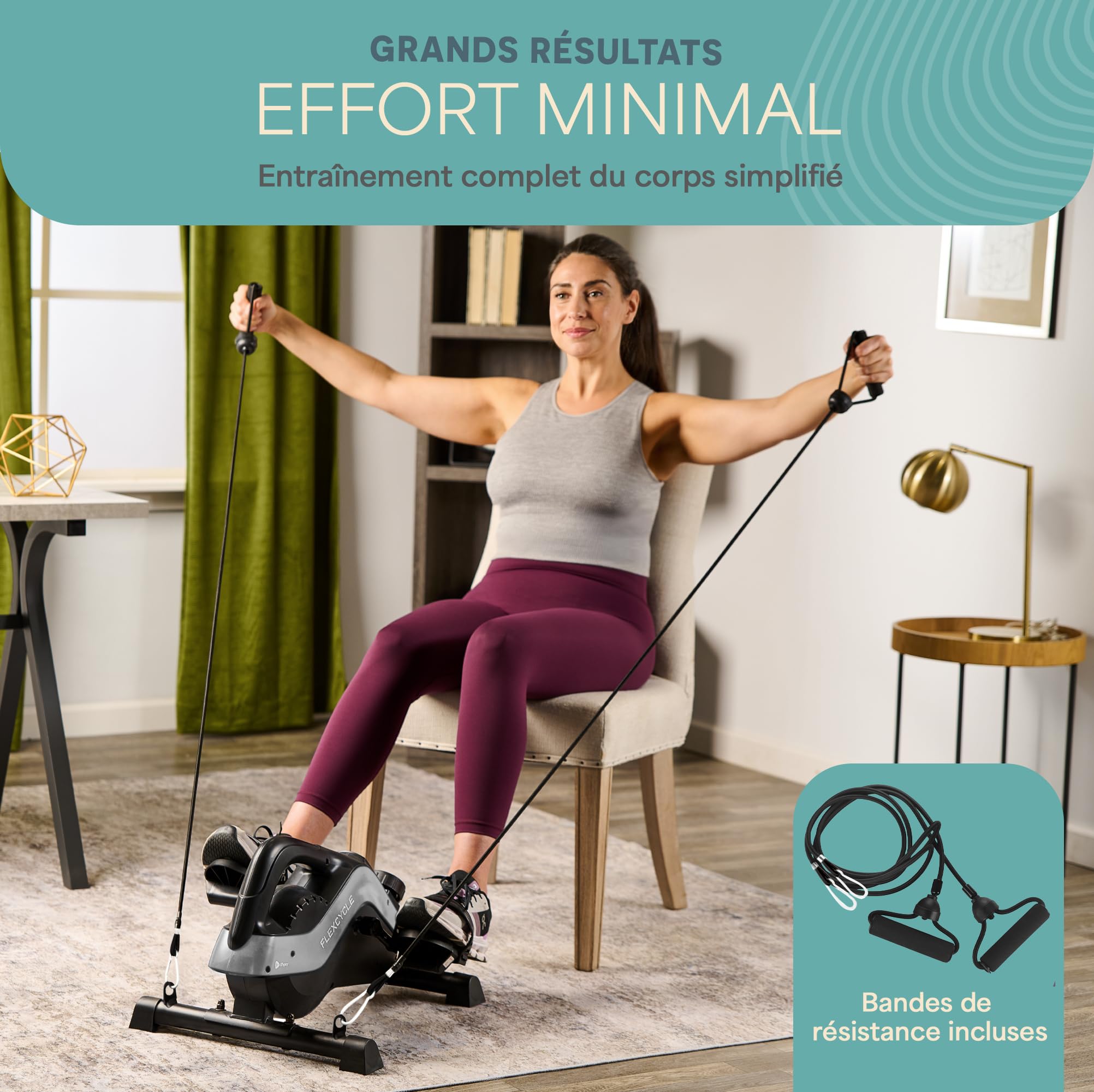 Lifepro Flexcycle Pédale d'exercice sous Le Bureau – Vélo D'appartement Magnétique Stationnaire avec Écran LCD Et Bandes De Résistance pour La Récupération des Bras Et des Jambes Et Thérapie –