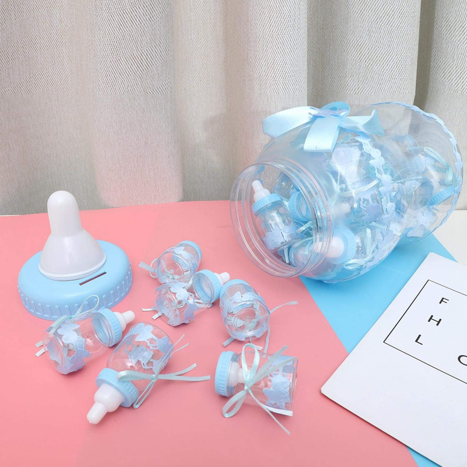 30 Pezzi biberon gigante con mini biberon azzurro Bottiglia di Caramelle Mini Bottiglia di Plastica per Regali Compleanno Baby Shower Decorazioni pe Battesimo Nascita Comunione(Blu)
