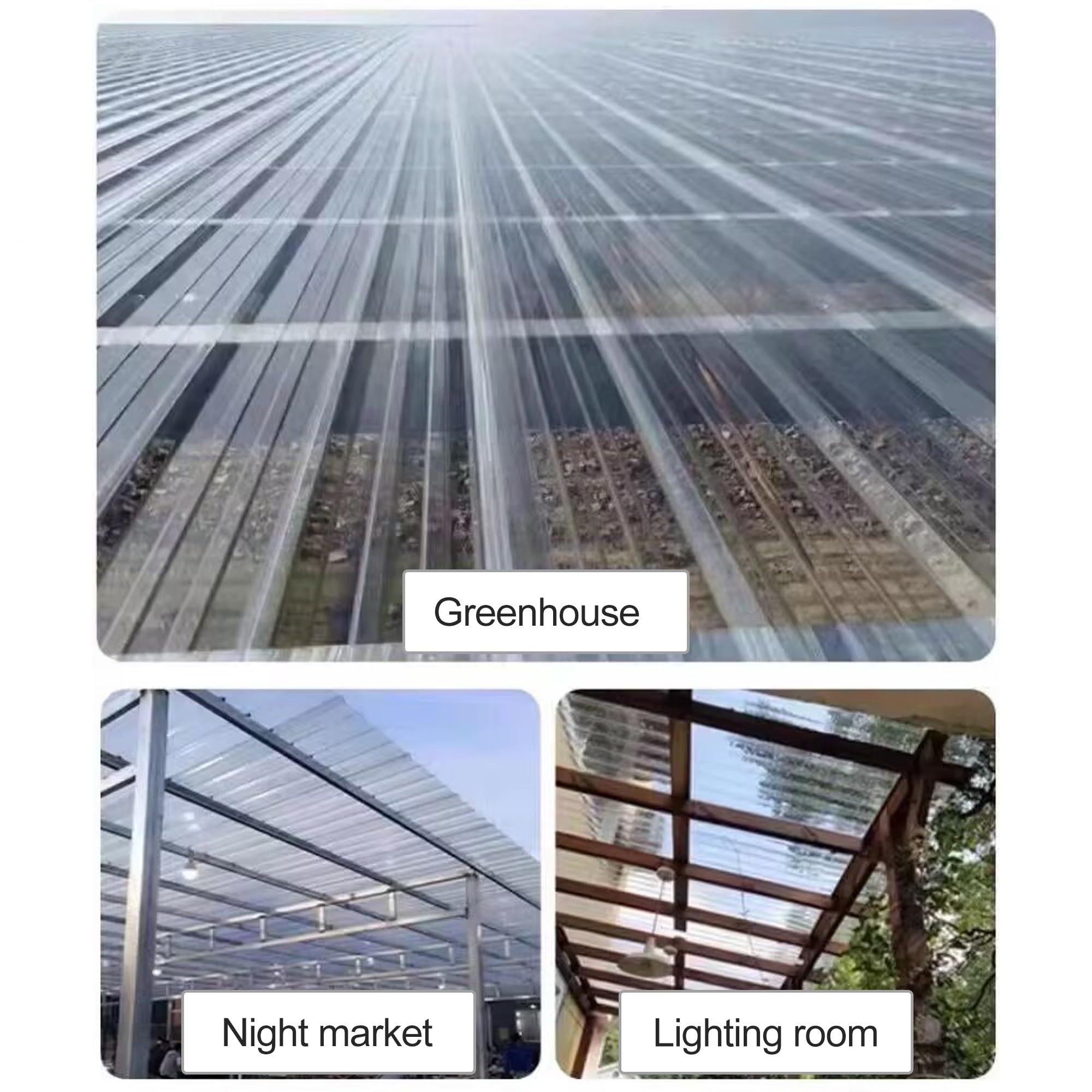 Polycarbonatplatten 5 Stück Klare Dachplatten Polycarbonat-Dachplatten Transparente Gewächshausplatten Dachersatz Schuppenplatte, für Terrassen, Trennwände, Markisen(Clear 1.2mm,1m/3.3ft)