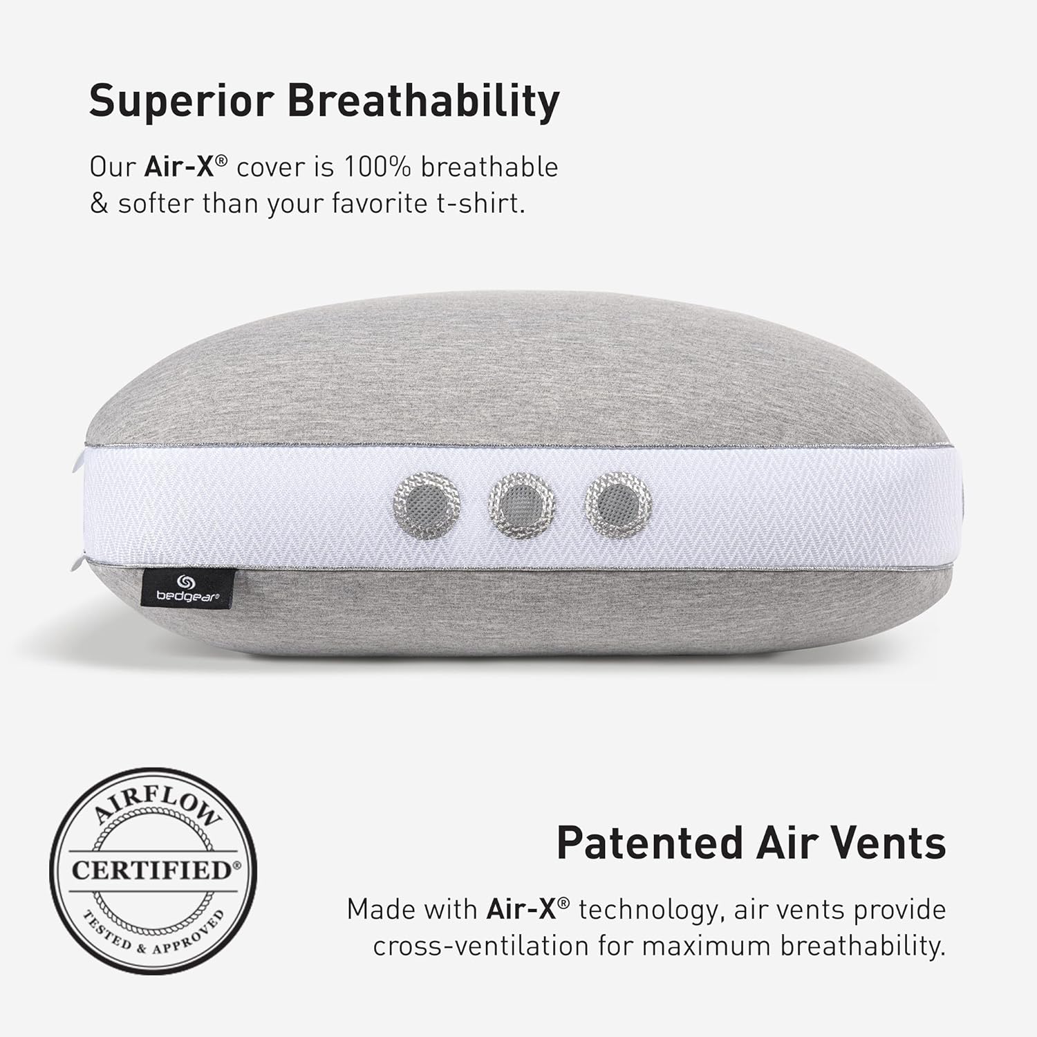 Bedgear Flow Cuddle Curve Pillow - Size 1.0 - Breathable Side Sleeper Pillow - Hybrid Design Bed Pillow - Hypoallergenic and Removable Cover - 20" W x 26" L x 5.25" H