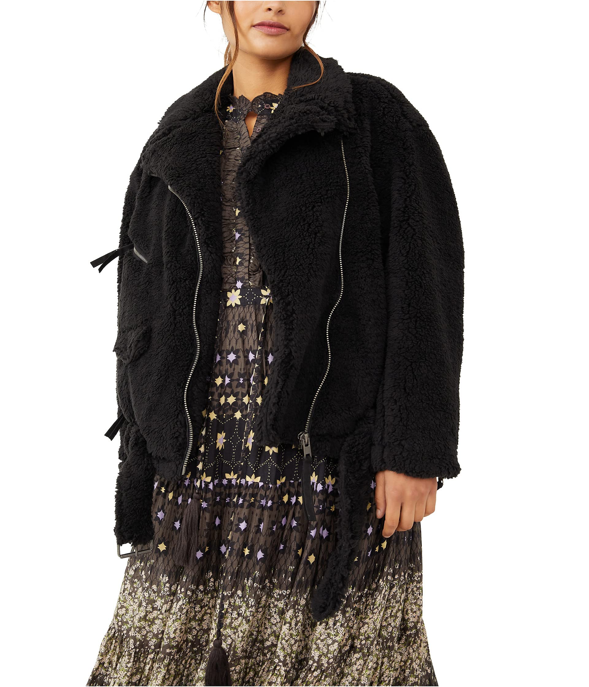 Free People So Cozy Slouchy Moto Jacket Black SM (Women's 4-6)