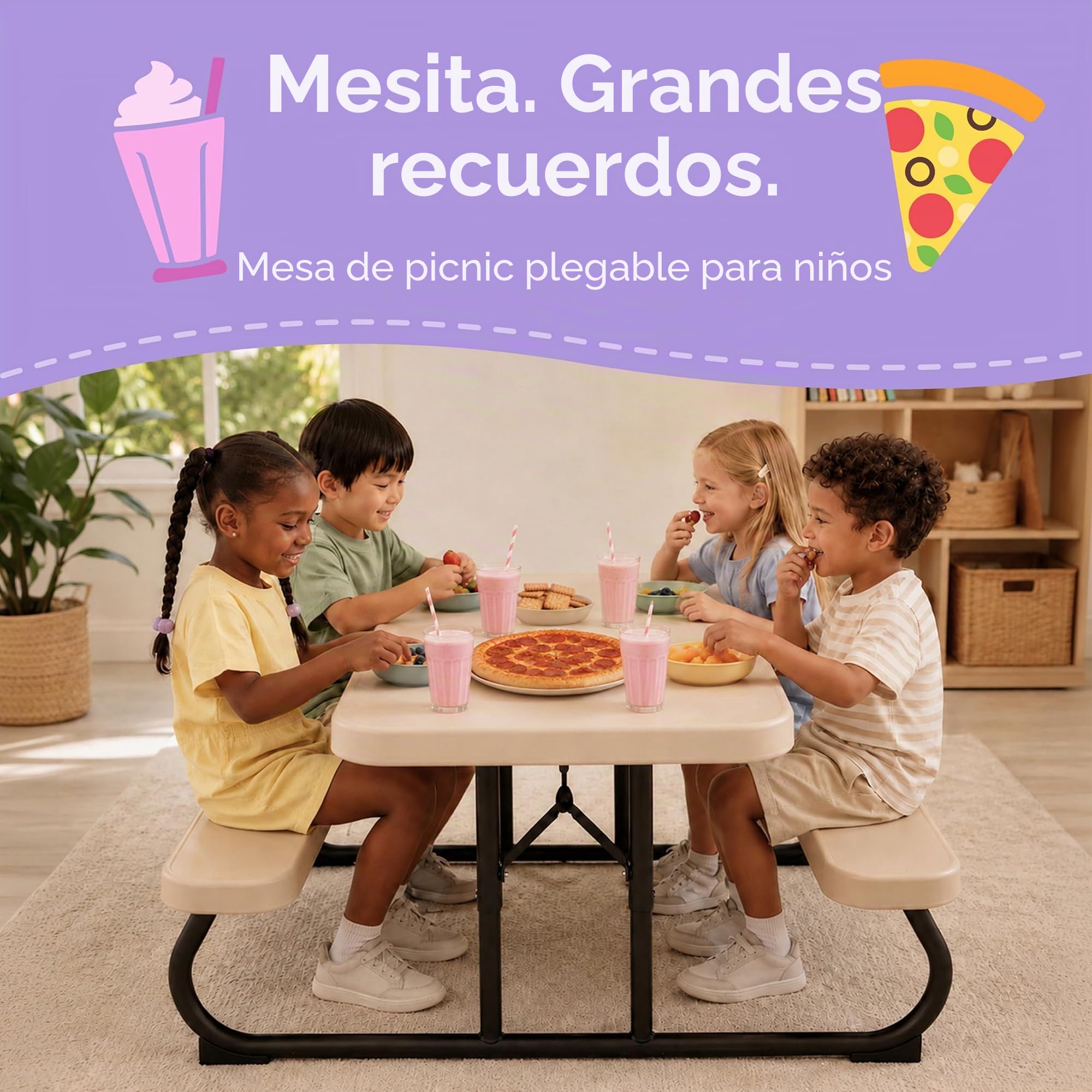 LIFETIME 280094-lifetime Mesa Picnic Infantil Crema 82,5x90x53,5 Cm