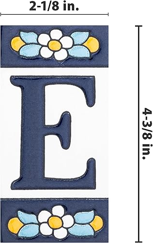 Miniatura 4 de Merola Tile Sevillano Flora Letras E 2-18" x 4-38" Azulejo de pared de cerámica