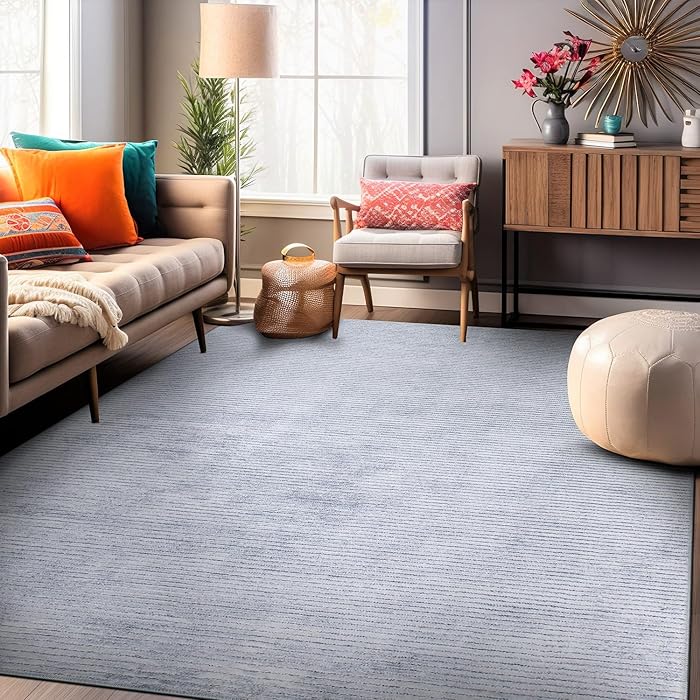 Distressed Stripe Stain Resistant Machine Washable Rug