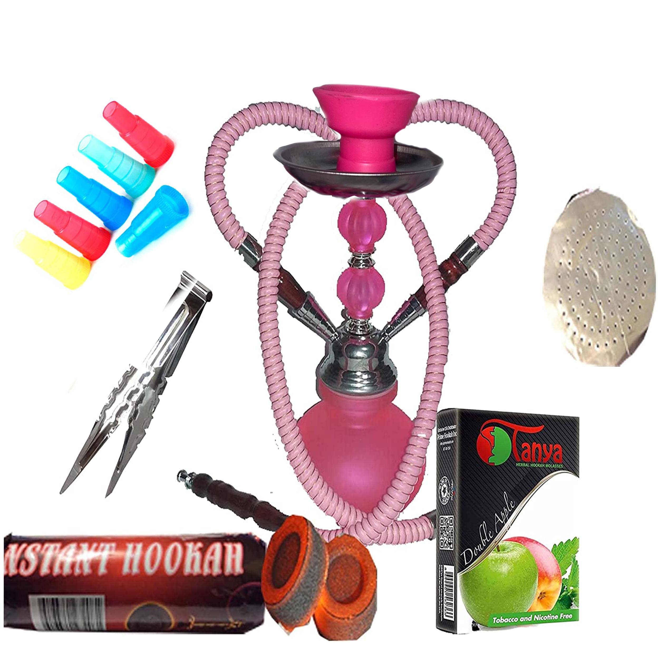 2 Hose Hookah Neon Two Styles to Choose from 12 Height Cute Shape Comes with 10 Instant Charcoal