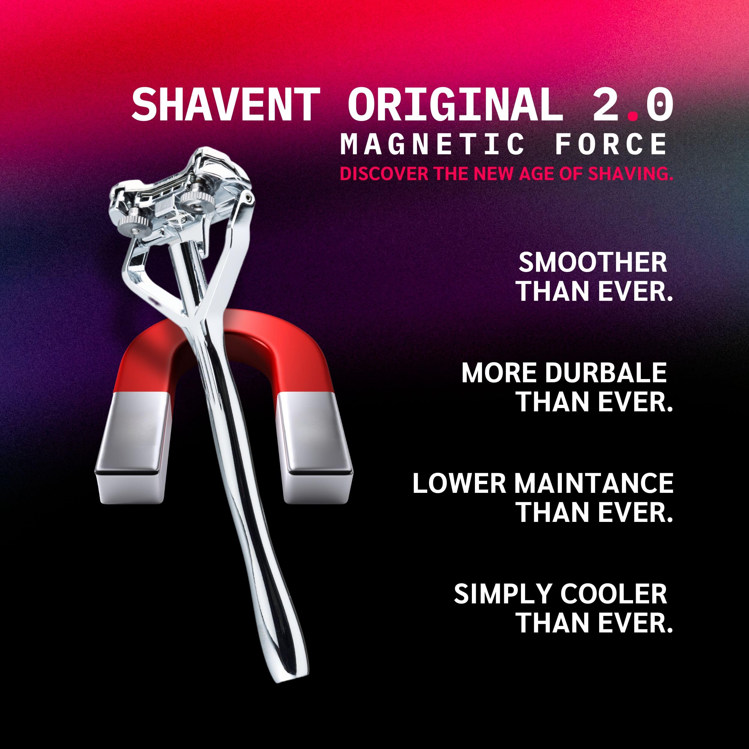Neu: SHAVENT Original 2.0 Schwingkopf-Rasierer, Nassrasierer für Herren, Metallrasierer für den ganzen Körper, Kopf, günstige Klingen, plastikfrei & langlebig, Made in DE (2.0 Magnetischer Kopf)