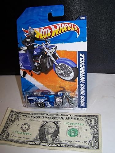Hot Wheels - Motocicleta azul #8 - Boss Hoss #166 Police - HW Main Street - 2011, #G14E6GE4R-GE 4-TEW6W201689
