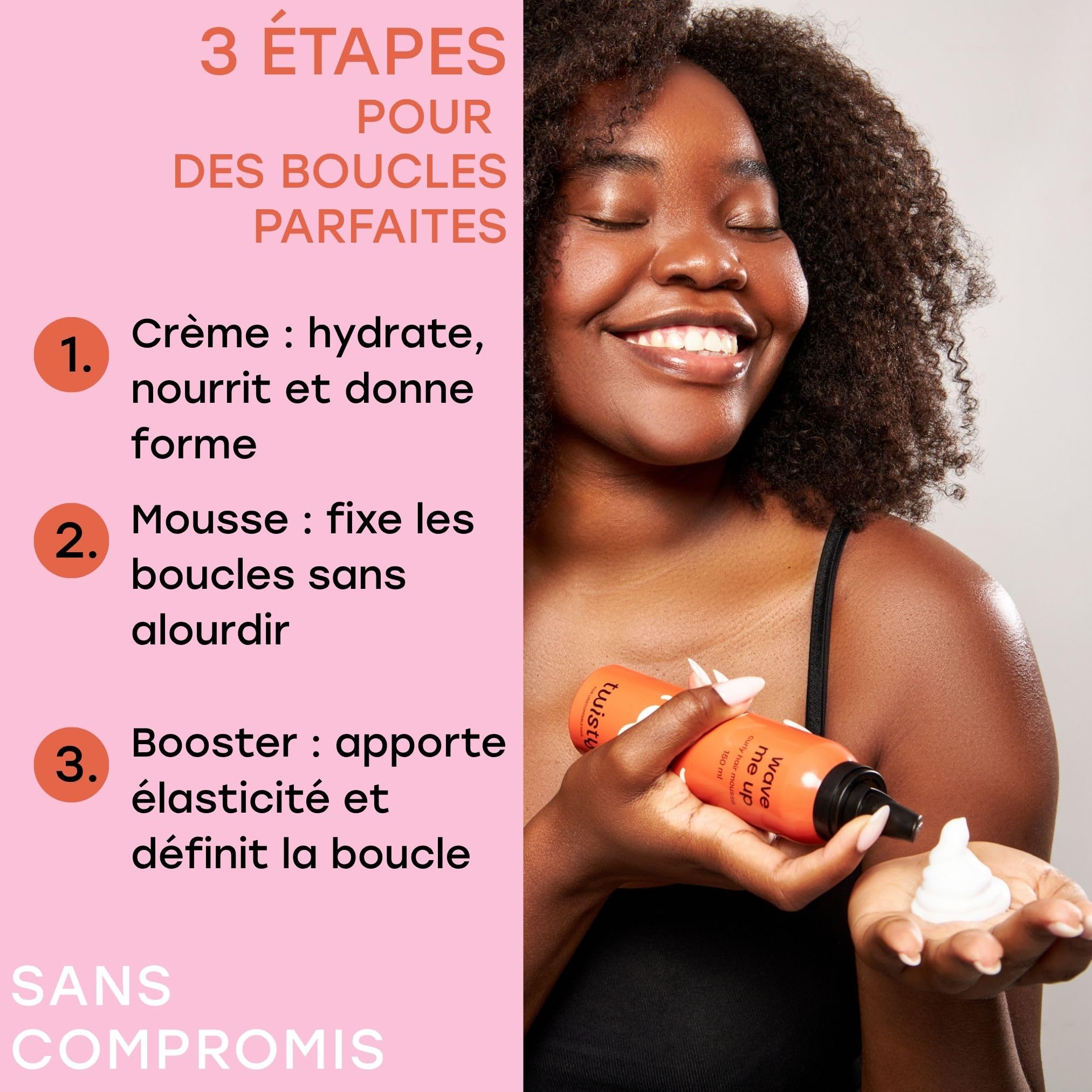 TWISTY Kit - Crème bouclée, mousse & Curl Booster - Soin naturel des boucles pour des boucles définies, brillantes et élastiques