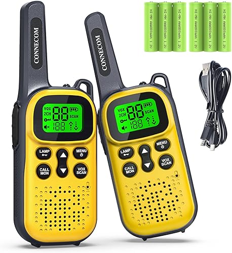 CONNECOM Walkie Talkies recargables para niños juguete de radio de 22 canales el mejor regalo para niños y niñas al aire libre campamento senderismo