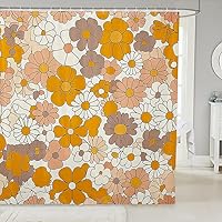 Vista 27 de Cortina de ducha de calavera de toro, cortina de baño rústica retro con estampado de piel de vaca occidental, diseño de herradura, girasoles