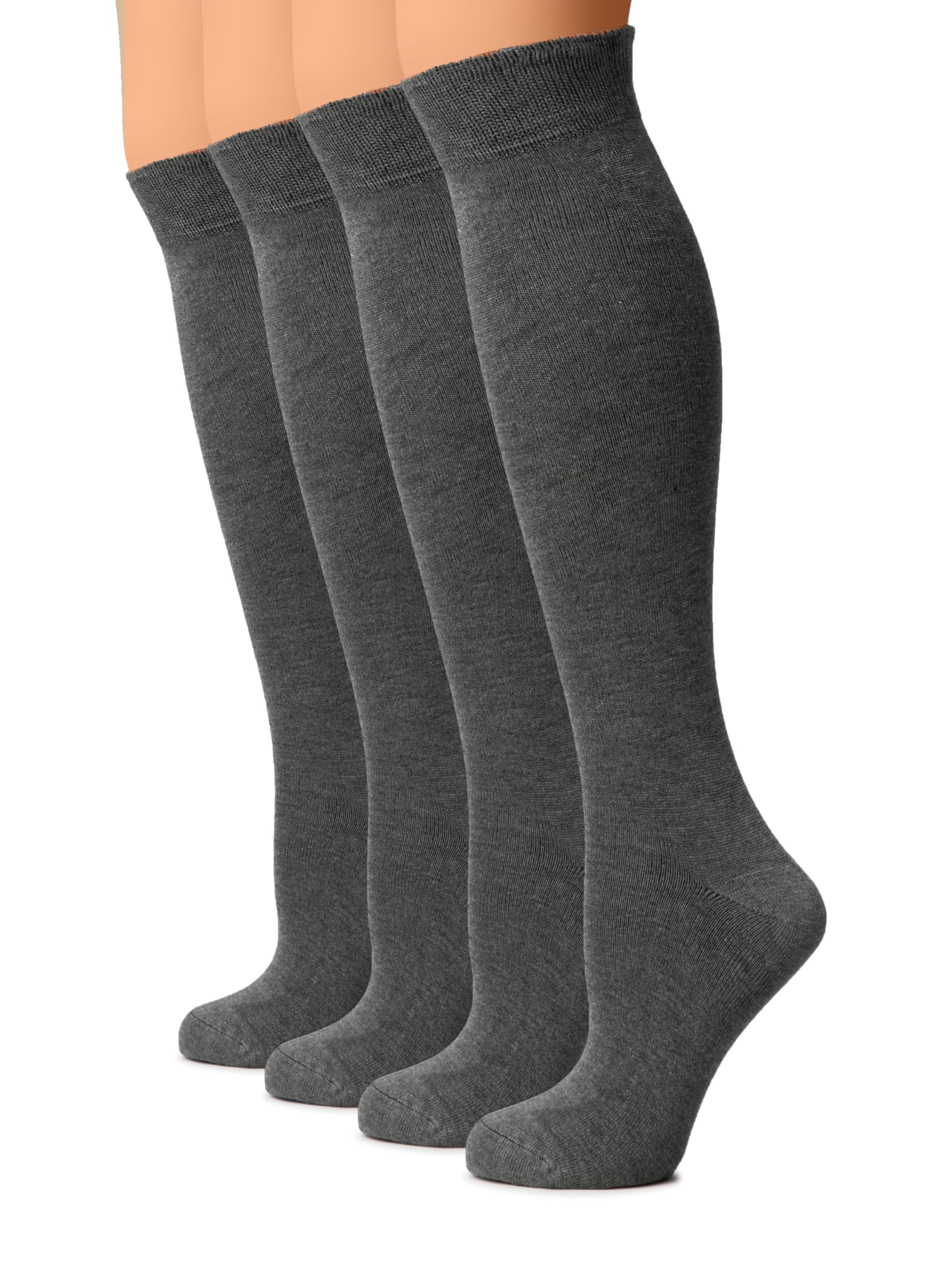 Hugh Ugoli Women Cotton Knee High Socks, 4 Pairs, Long Dress School Uniform