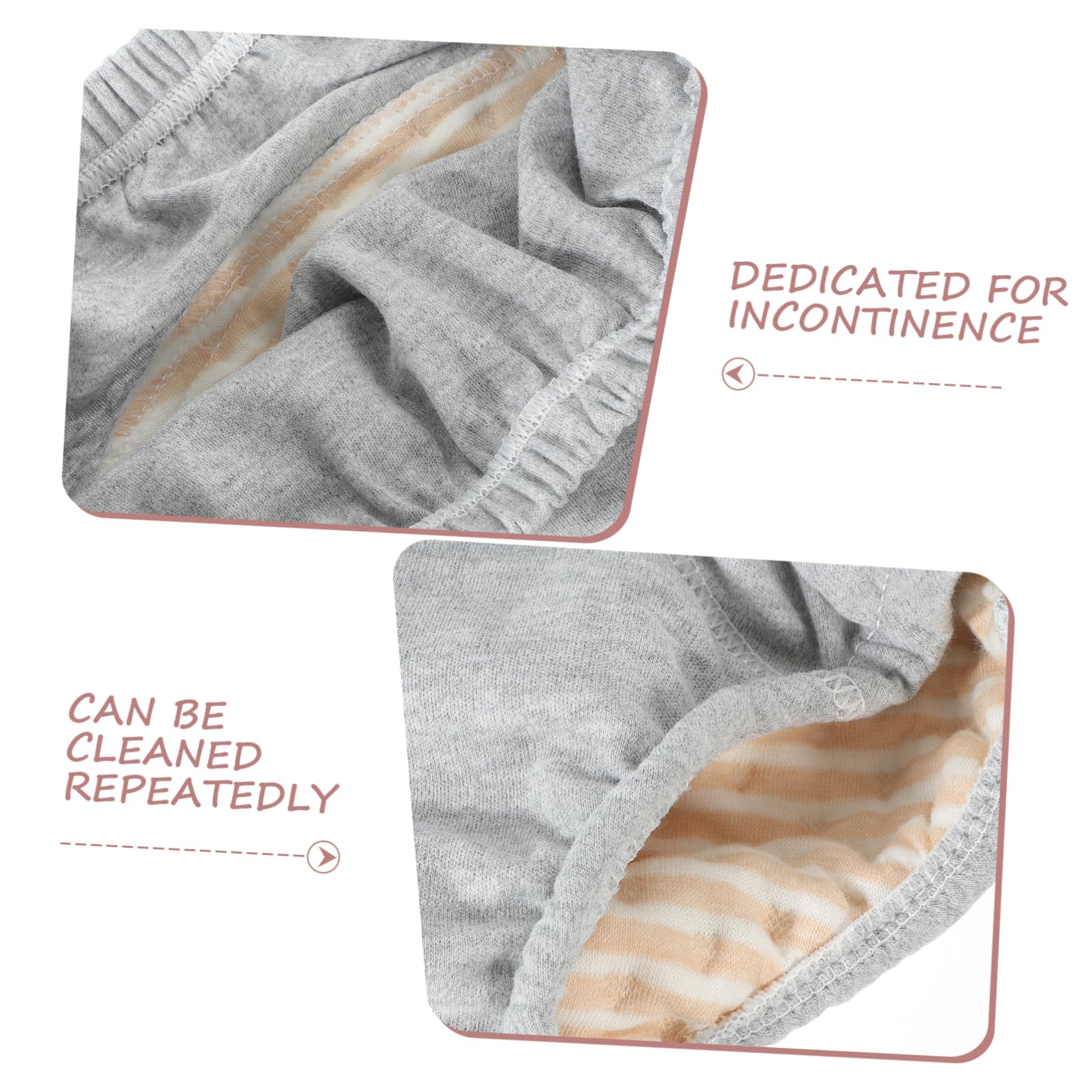 KOMBIUDA Adult Reusable Incontinence Underwear Leakproof Women's Underwear Cotton Fabric Washable Diaper Soft and Comfortable for Elderly and Men