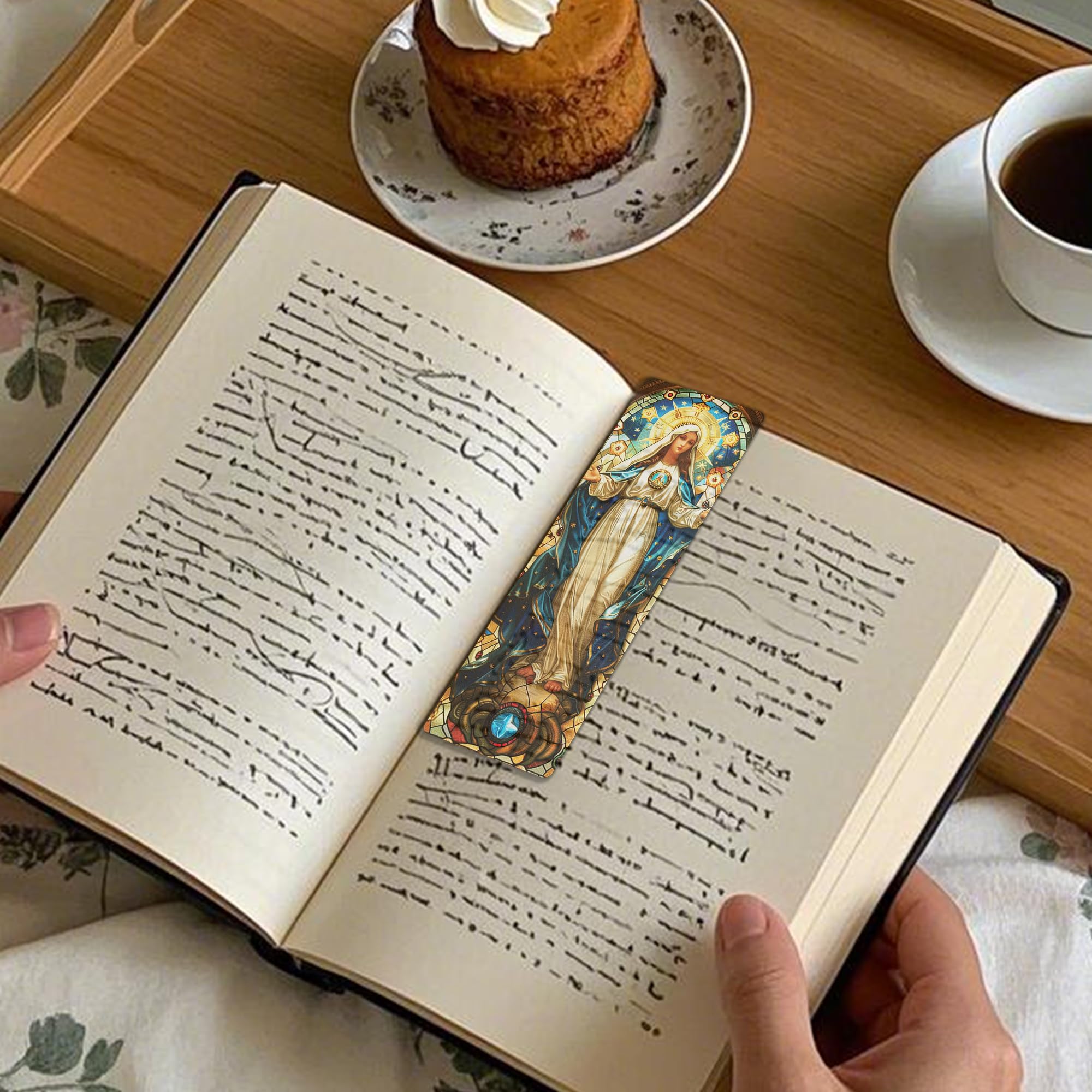 Catholic Stained Glass Bookmarks Set, 20 Transparent PVC Religious Bookmarks Featuring Saints and Virgin Mary Designs, Catholic Gifts for Women Men School and Office Supplies