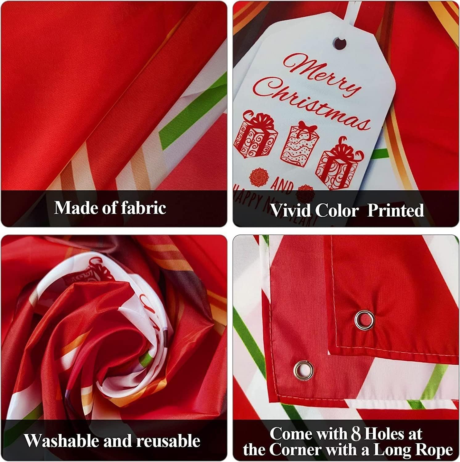 Christmas Holiday Garage Door Banner Decorations 6 x 13ft Large Christmas Wall Cover Winter Garage Door Backdrop Background Red and White Striped Indoor Outdoor Party Supplies