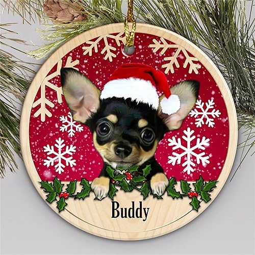 Adorno para árbol de Navidad de Chihuahua, adorno personalizado de cerámica de Chihuahua, adorno personalizable para árbol de Navidad de Chihuahua,