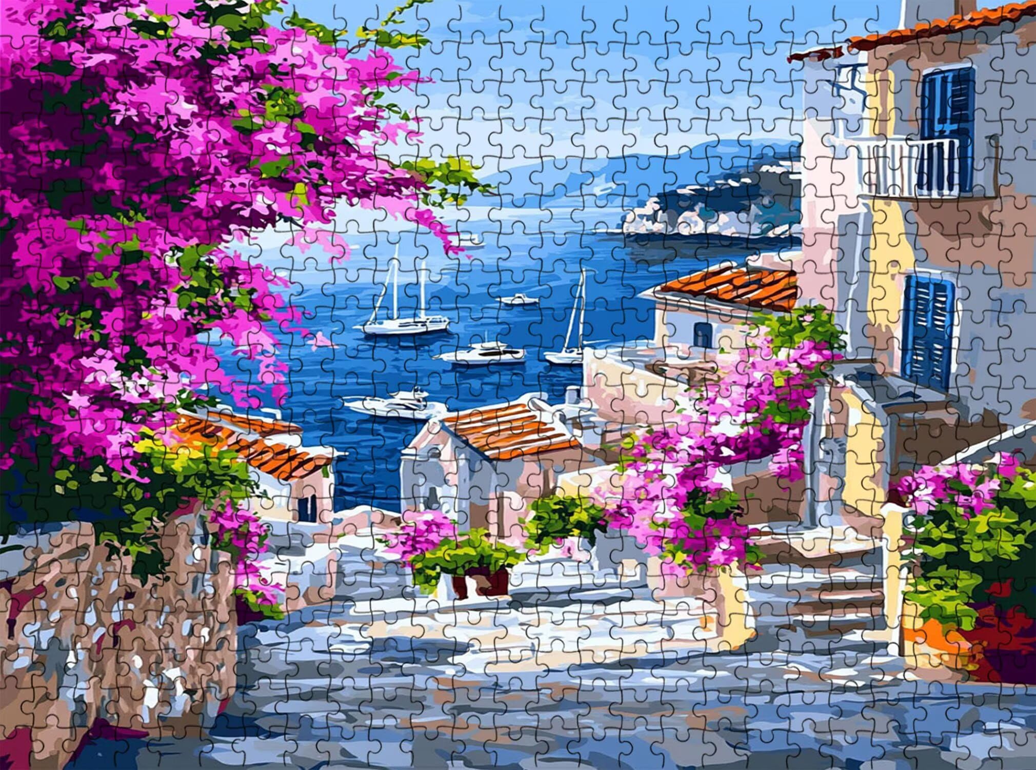 Vista al mar Bote Puzzle de 1000 Piezas, Juego de Mesa Familiar de Madera - Rompecabezas Adultos para Toda La Familia, Rompecabezas Educativo DIY y Antiestrés - Regalo de Mujer, 75 x 50 cm f0-251
