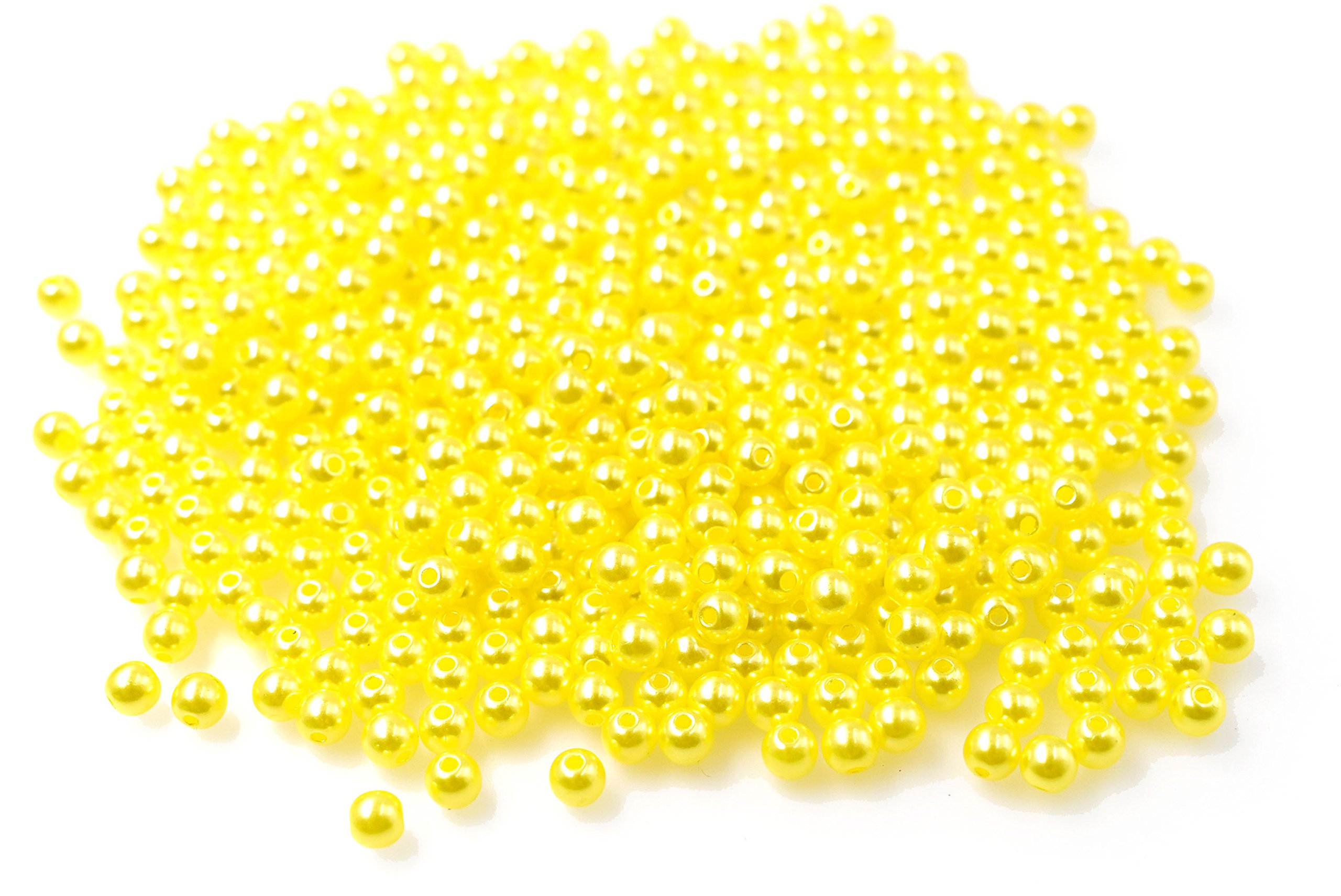 RayLineDo® 500 Pieces 6mm Round Plastic Imitation Pearl Beads DIY Jewellery Making Loose Beads in Yellow