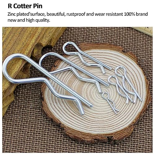 Miniatura 12 de Kit surtido de 24 pasadores de chaveta, kit de cierre de resorte chapado en zinc resistente R Clips para sistema de bloqueo de pasador de enganche