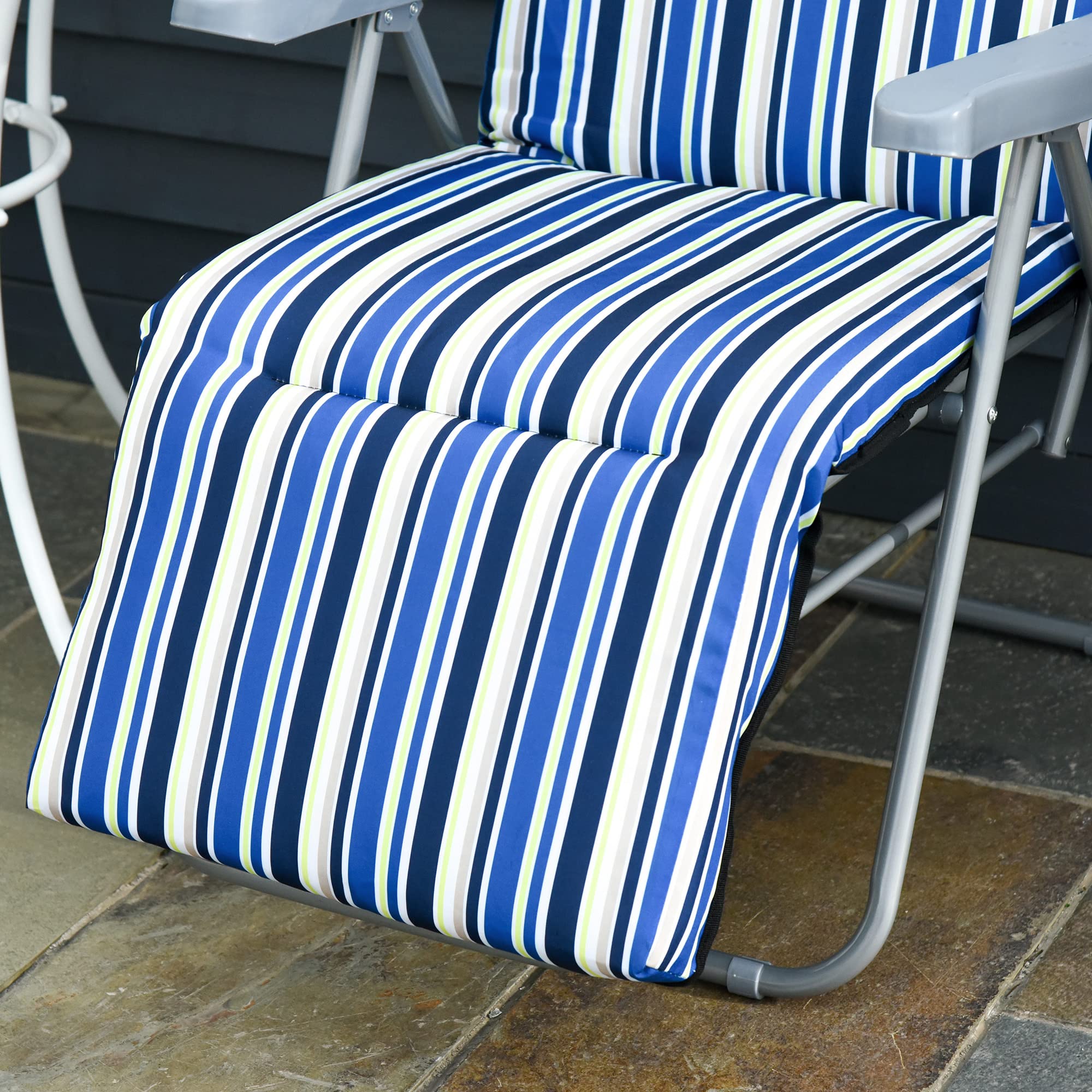Outsunny Leżak 2 szt. składany z poduszką Niebieski 60x75x65-102 cm