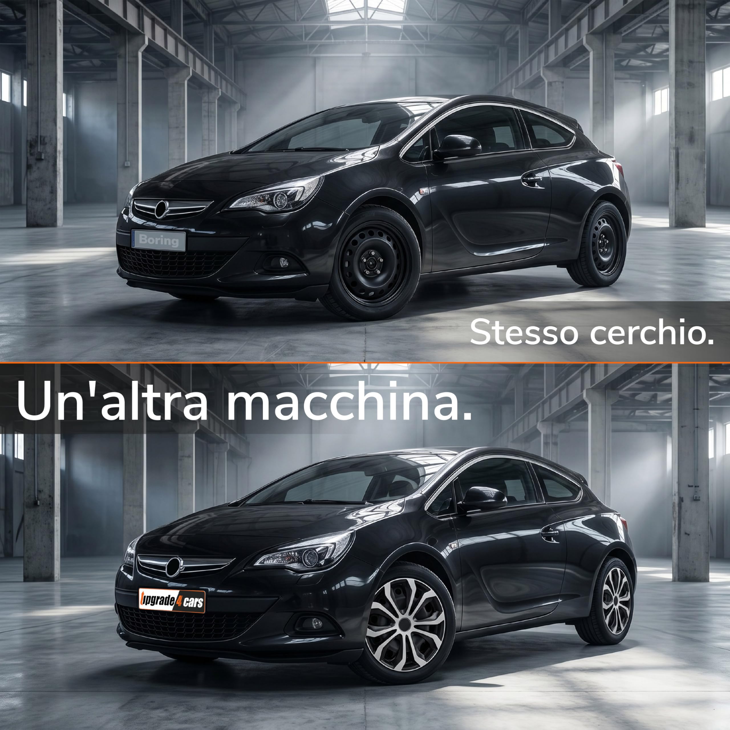 Upgrade4cars Copricerchi 15 Pollici Nero Argento Set di 4 | Coppe Ruota Universali per Cerchi in Acciaio | Borchie Robuste in Plastica ABS | Copriruota Auto R15
