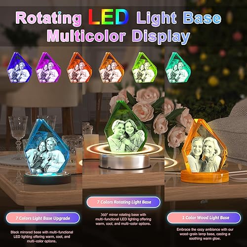 Miniatura 4 de Foto de cristal 3D personalizada, regalos del día de la madre para mamá, regalos de fotos personalizados para ella, él, papá, mujeres, hombres,