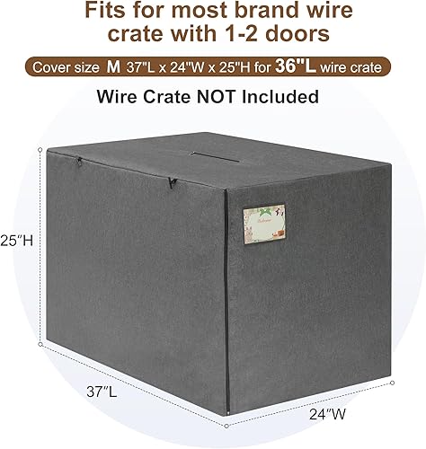 Miniatura 2 de HiCaptain Funda transpirable para jaula de perro de 36 pulgadas, funda duradera y resistente, paneles con cremallera doble, resistente al viento,