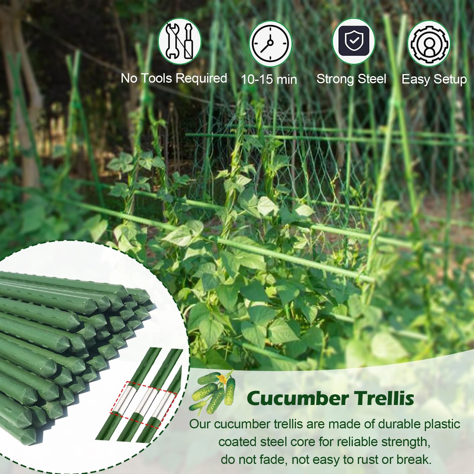 Komkommer Trellis Komkommer hekwerk voor verhoogde planten, Metalen boog tuin Trellis Staken voor klimplanten buiten, Trellis Plant Steunpalen voor Groente Druif Tomaat Tuin (Color : WxLxh, Size : 6
