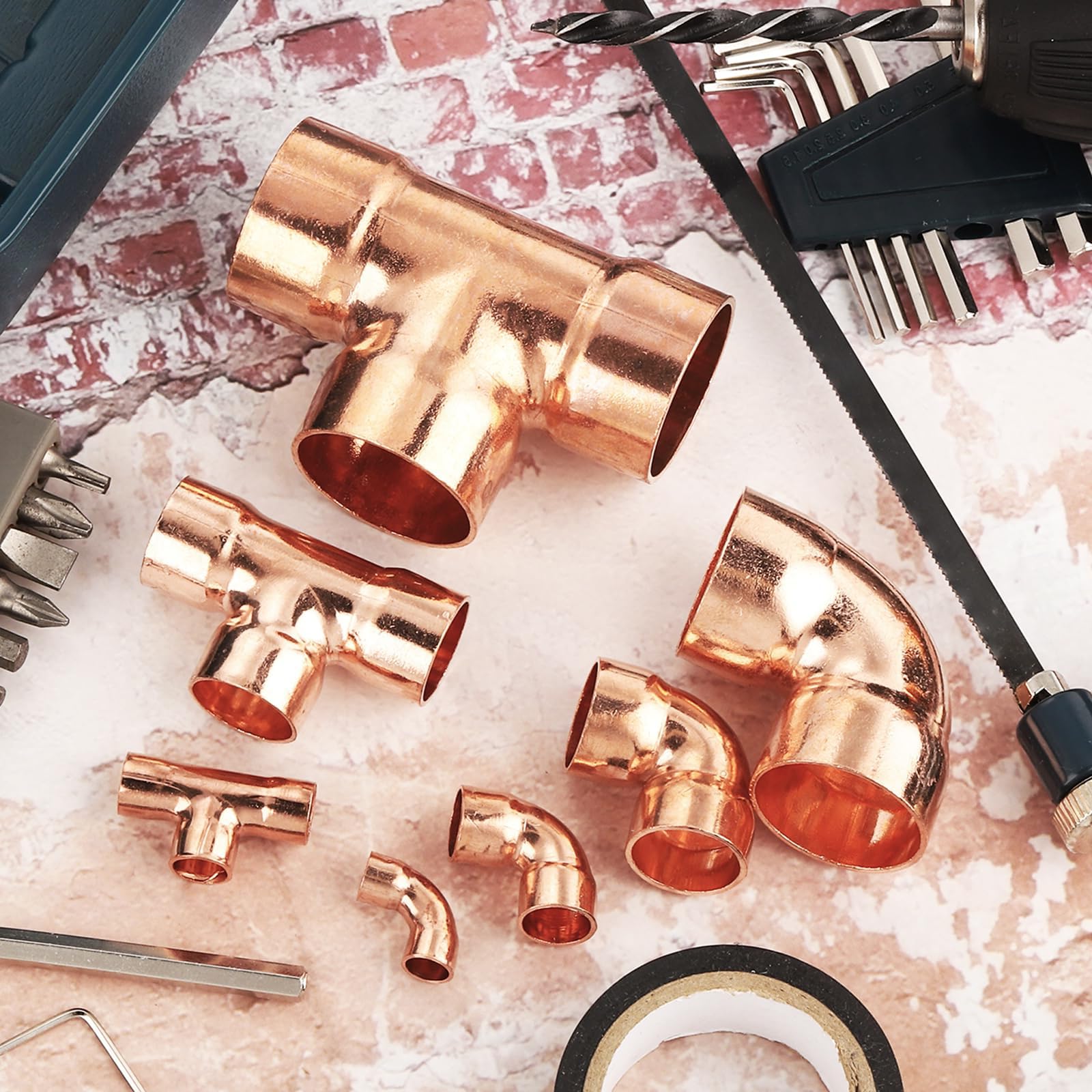MACHSWON 5Pcs 0.31 inch Copper Tee Fitting, 8mm ID 0.8mm Thick High-Pressure Leak-Proof Tee-Shaped Pipe Connector for Plumbing & HVAC - Image 4