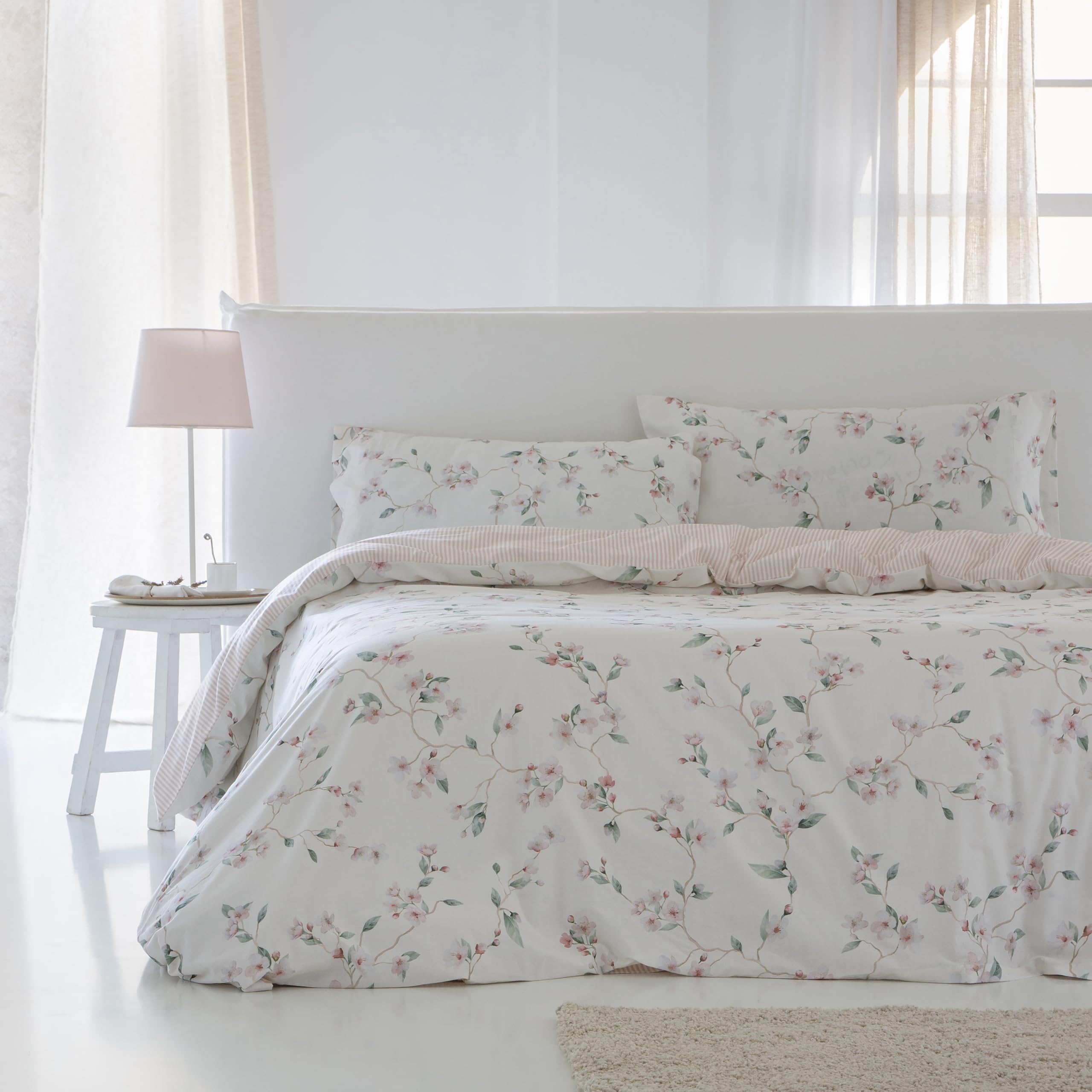 COTTON ARTean Funda Nórdica Cama 150 ALGODÓN PARRES Beige Botones | Incluye 3 piezas: F.Edredón 240x260 + 2 F.de Almohada Certificado OEKO-TEX