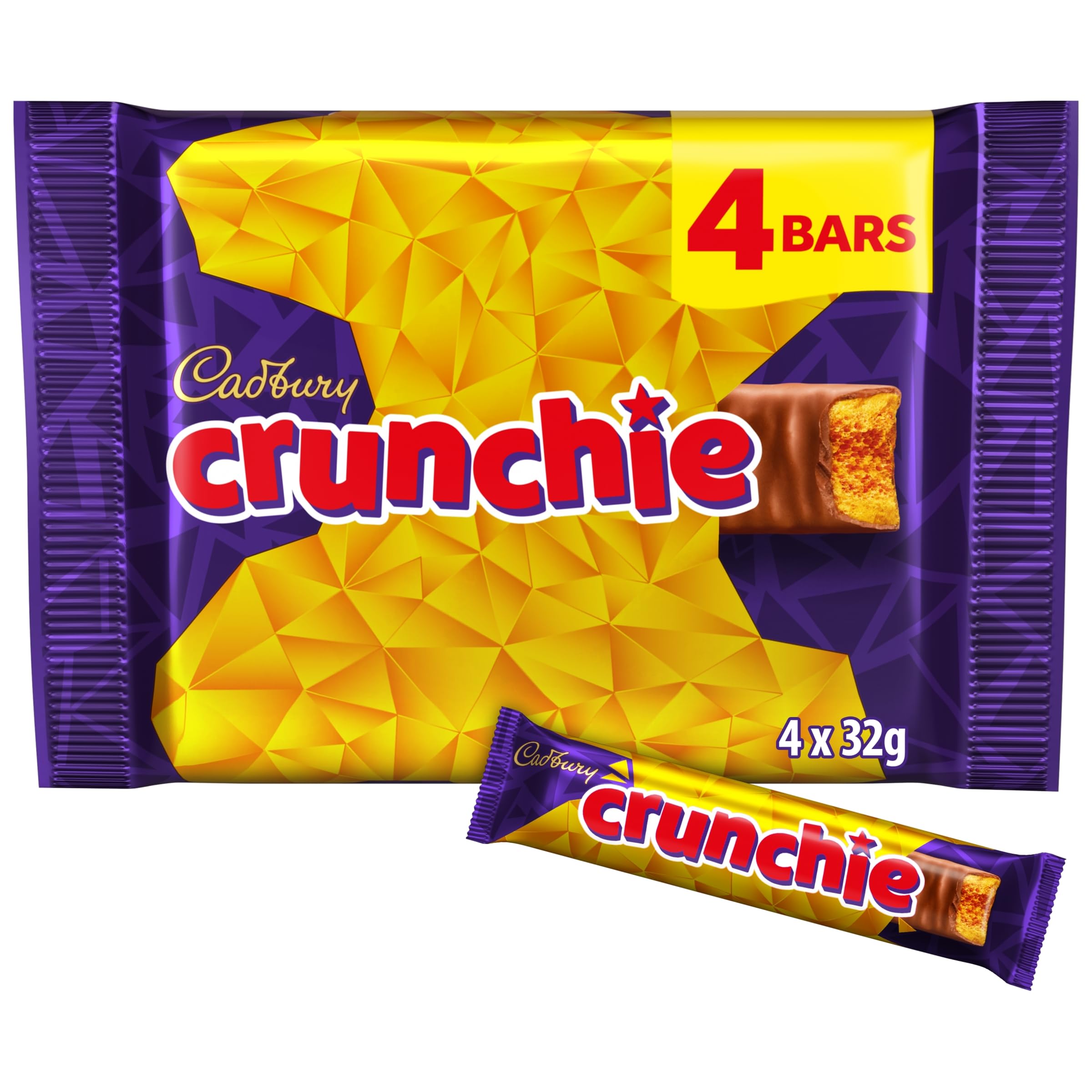Cadbury Crunchie Milk Chocolate Bars, 4 x 32 g (Pack of 1)