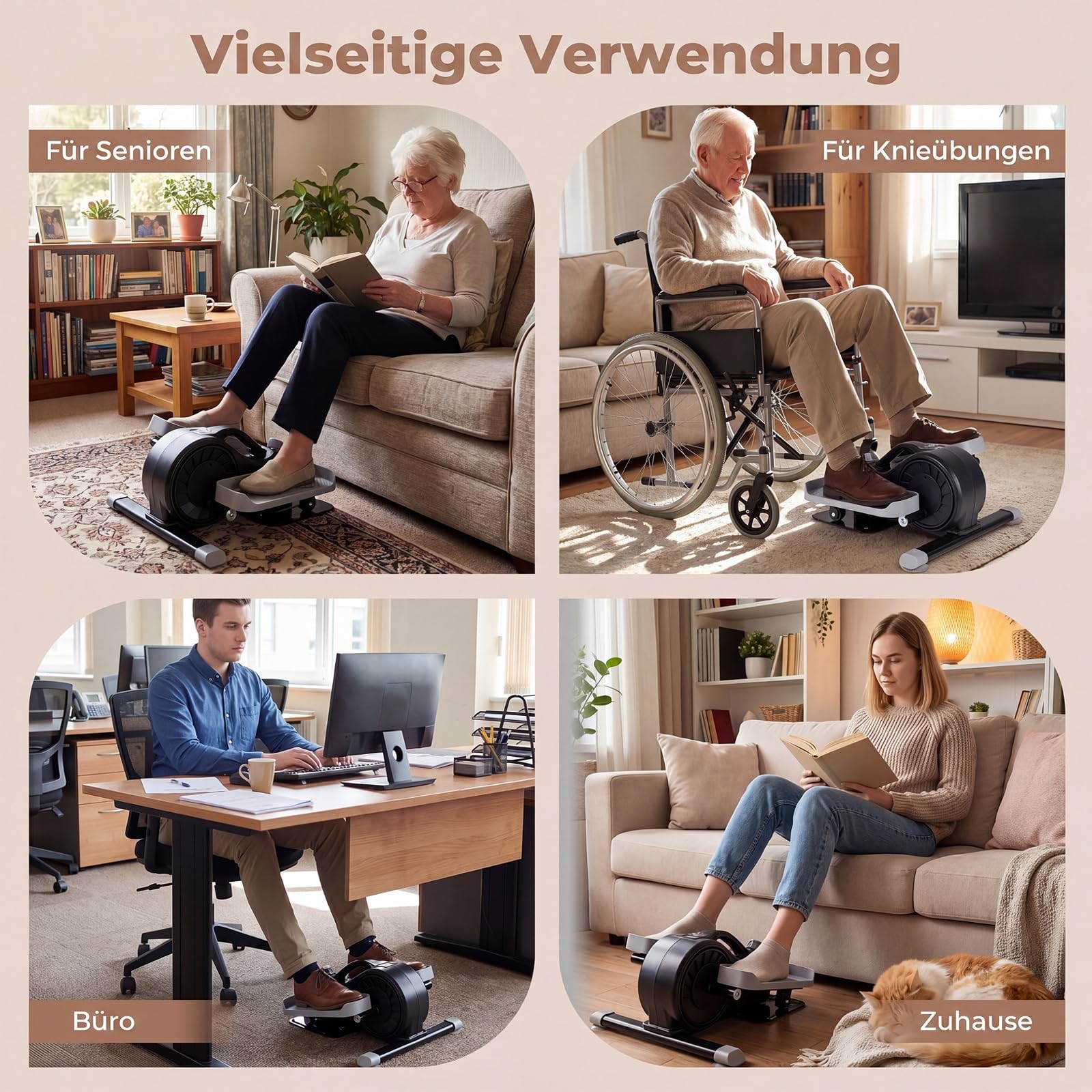 COSTWAY Mini elektrischer Crosstrainer, Stepper für Zuhause, Büro | Ellipsentrainer mit verstellbarem Widerstand & LCD-Display, Leise & Tragbar, Pedaltrainer für Senioren & Erwachsene