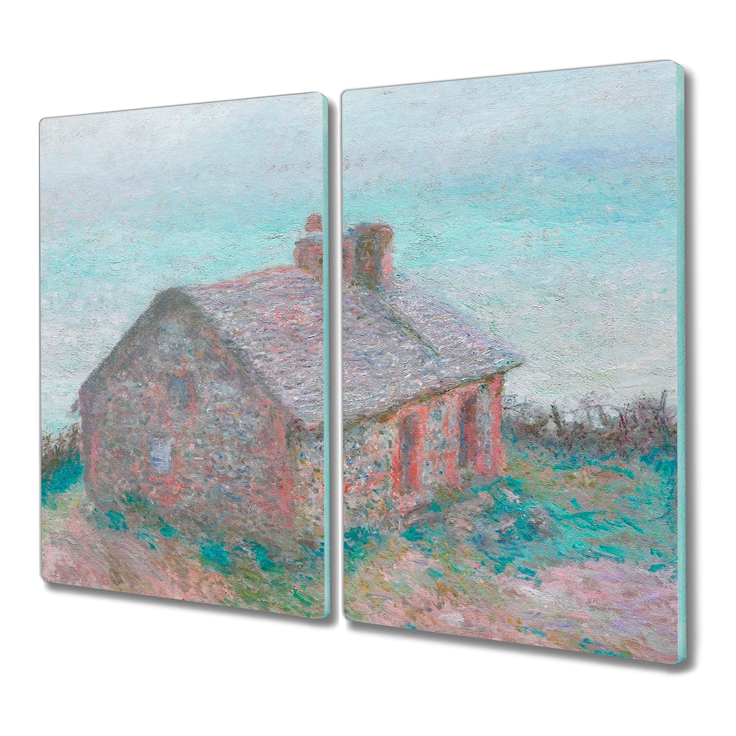 Planche à découper verre trempé Monet et grand couvre-plaque de protection induction 2x30x52