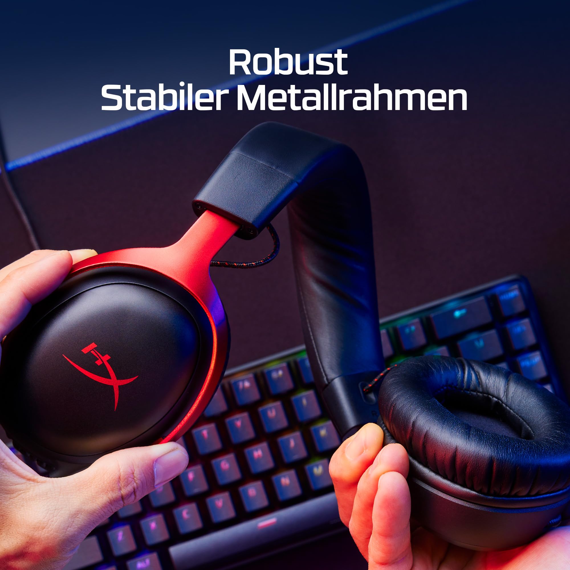 HyperX Cloud III Gaming-Headset Kabelgebunden 53-mm-Treiber Memory Foam DTS Noise-Cancelling Mikrofon USB-C USB-A 3,5mm PC PS5 PS4 Xbox Switch Mac Schwarz Rot