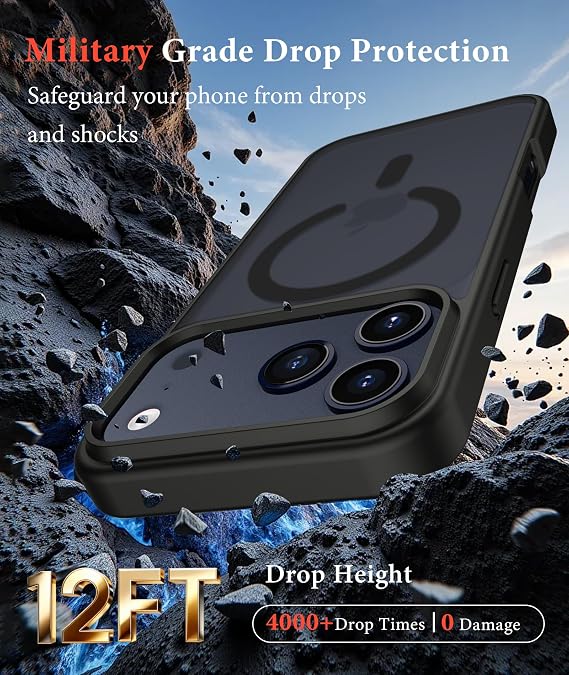 for iPhone 17 Pro Max Case, Translucent, MagSafe Compatible, Black