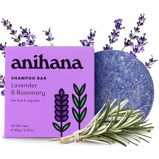 ANIHANA Shampoo Bar | Lavender and Rosemary - Deep Cleansing Hair Shampoo for Fine & Oily Hair - 2.29 oz (Up to 80 Washes)