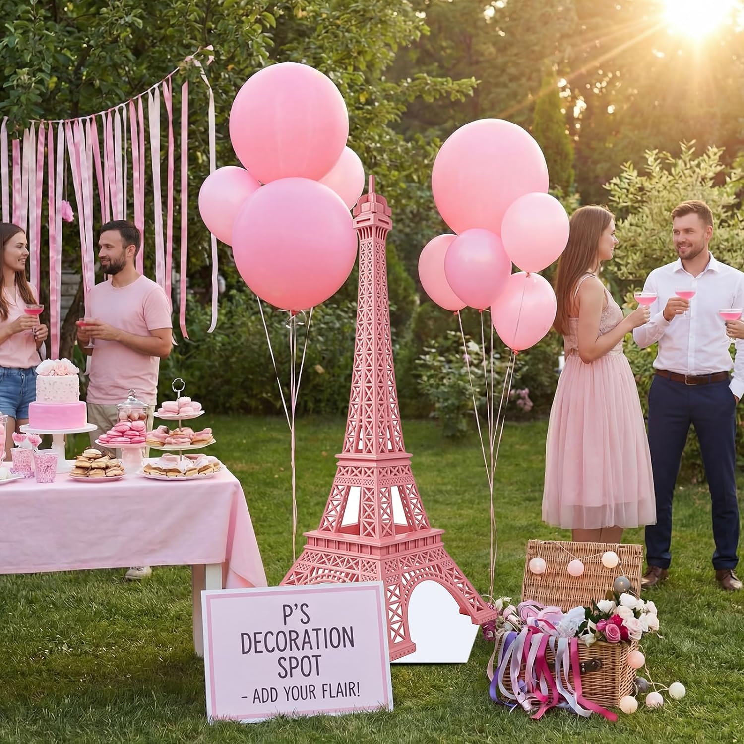 Leinuosen 6 ft Pink Eiffel Tower Cardboard Cutout Stand up Lifesize French Theme Party Decoration Eiffel Tower Photo Prop Backdrop Standup for France Night Paris Theme Party Birthday Decor