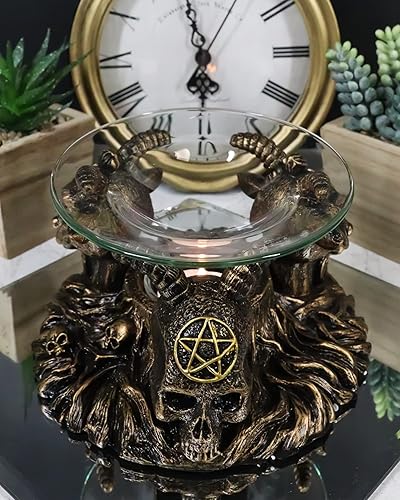 Miniatura 9 de Ebros Gift Paranormal Pagano Oculto Wicca Baphomet Sabbatic Cabras y Cráneo Demonio Imp Vela Quemador de Aceite Calor Calentador de Tarta Aroma