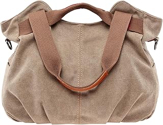 Women Ladies Bags Vintage Hobo Canvas Daily Purse Shoulder Tote Shopper Handbag (free size, Dark khaki)